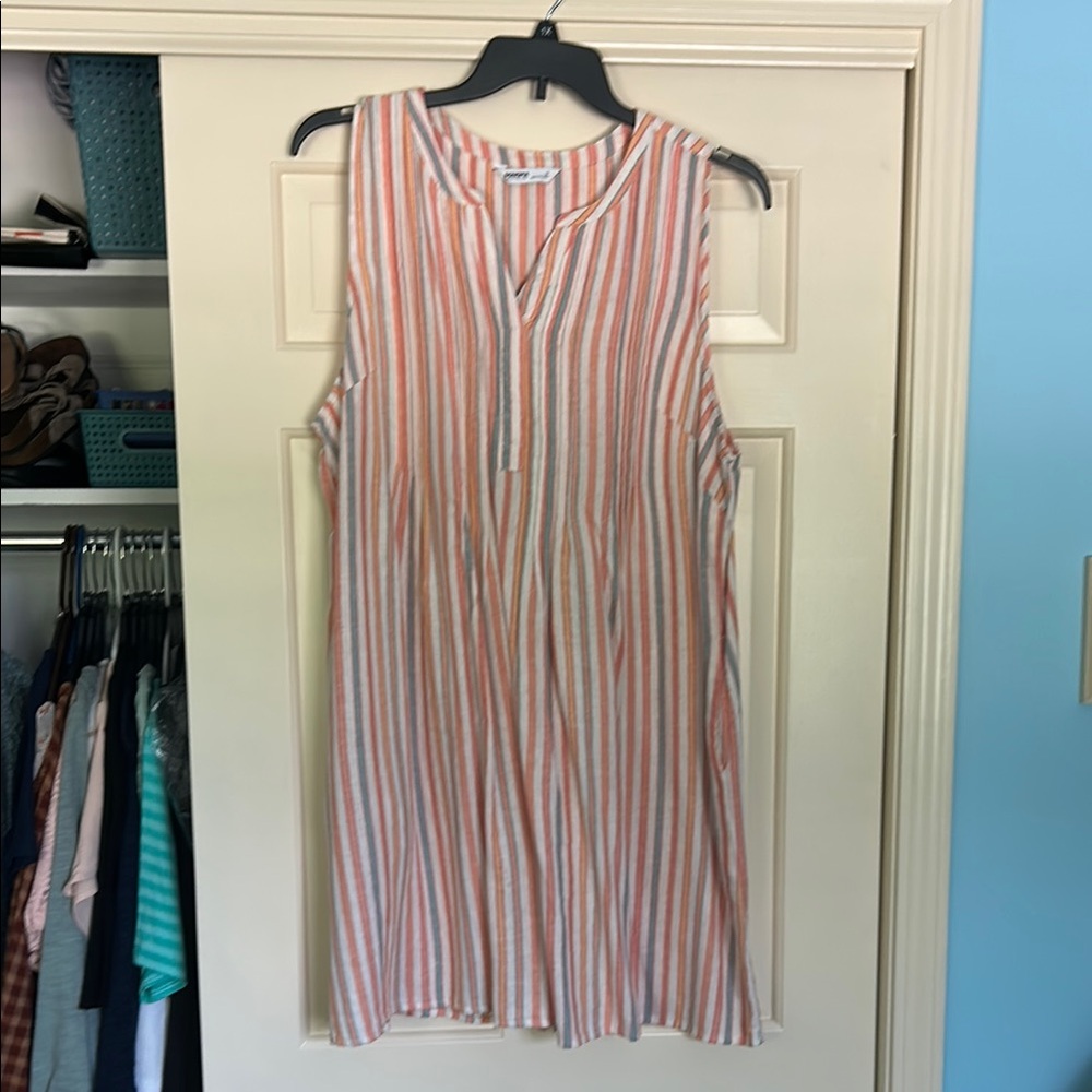 Sonoma Strapless Dress - Orange and White Stripes
